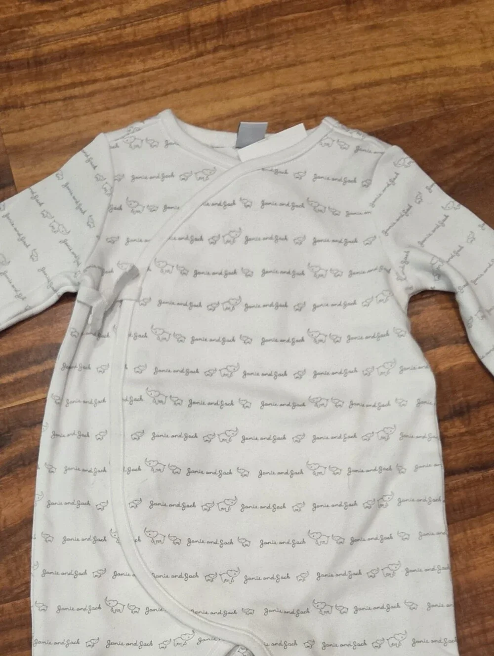 Janie and Jack NWT 6-9 Months Ivory Elephant Print Footed One-Piece